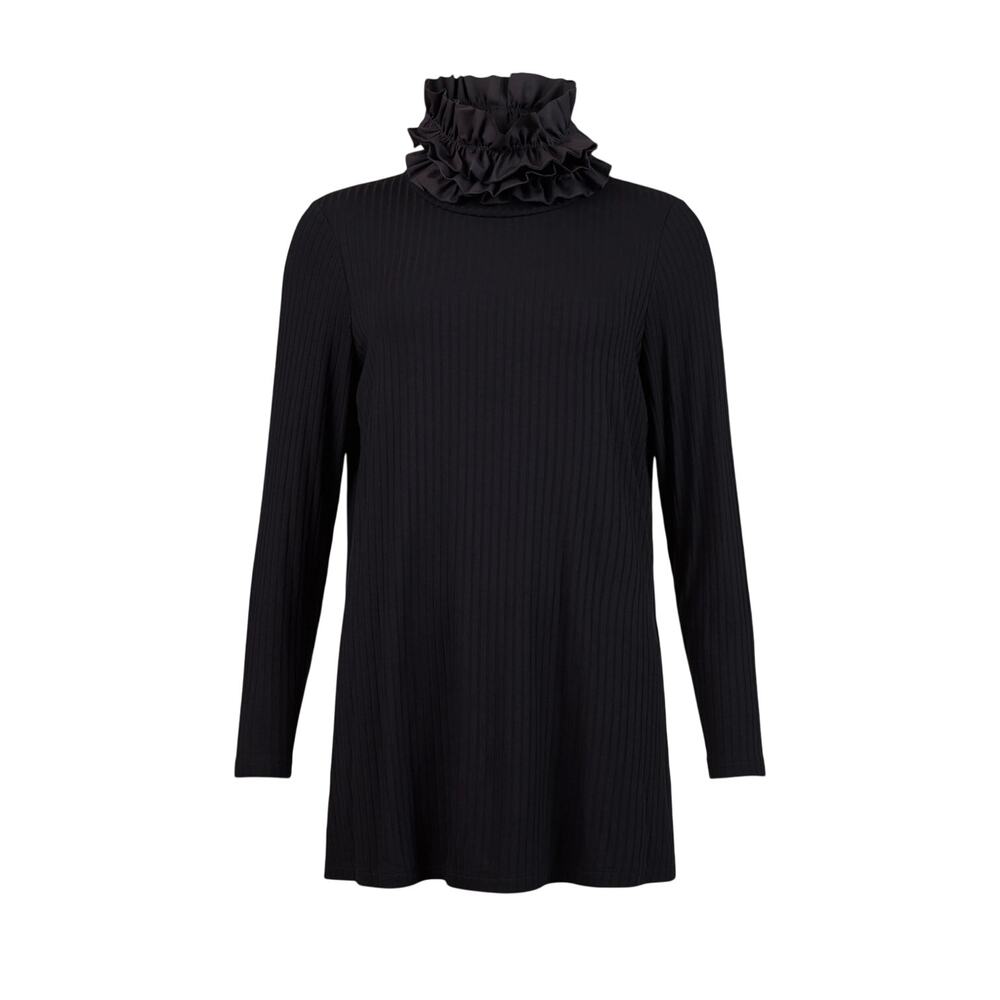 Noen Madina Ruffle Turtleneck Long Sleeve Ribbed Sweater